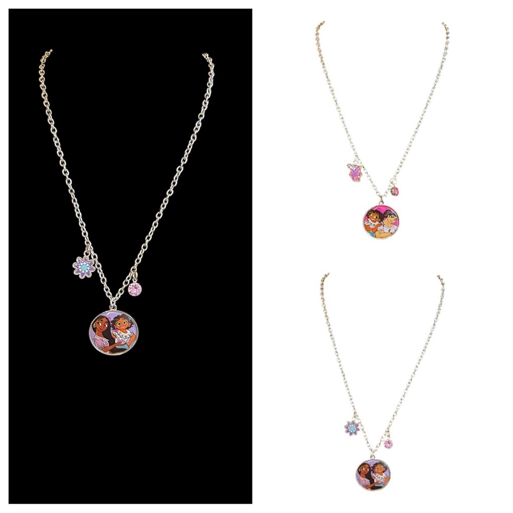Disney Encanto BBF Necklace Set of (2)  purple & pink flowers